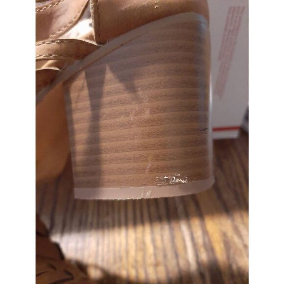 Size 7-8M Rue 21 etc! Brown Chunky Stacked Heel Rear Zip High Heel Shoes Booties - Picture 5 of 7